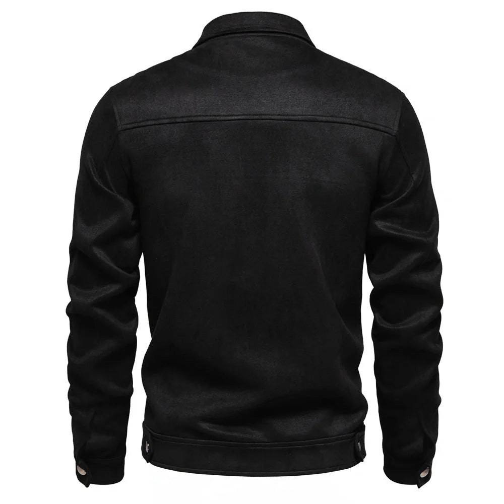 Men's suede lapel zipper jacket in various colours for autumn and winter wear