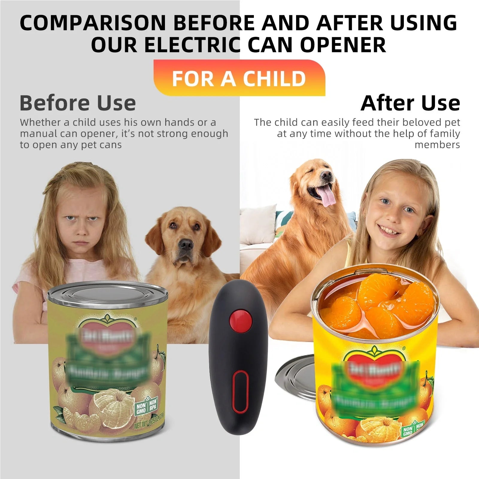 Electric can opener with automatic bottle opener function in black