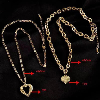 Titanium Steel Angel Wings Love Necklace with heart-shaped pendants and irregular folds design