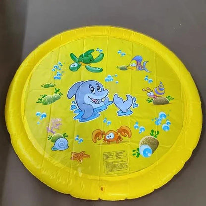 Refreshing splash pad for kids and pets, backyard water play mat with sprinklers