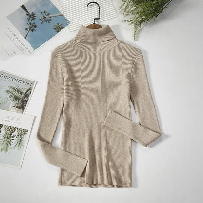 Solid Colour Pit Strip Knit Pullover Turtleneck Sweater in various colours