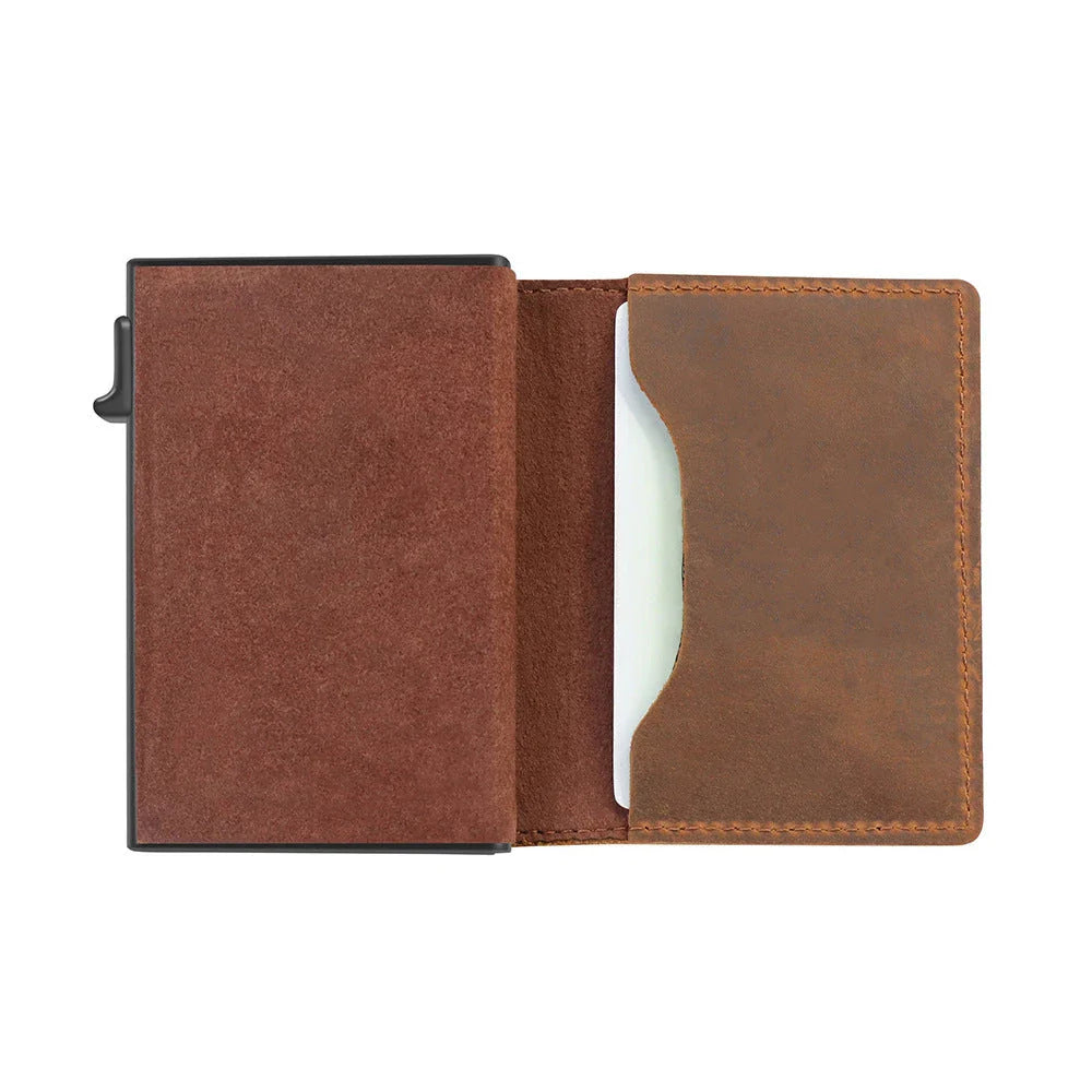 Sleek RFID-blocking wallet made of durable PU leather with multiple interior compartments and an AirTag pocket for secure everyday carry