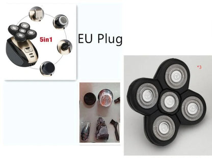 5-in-1 Electric Shaver for Men with 5 Floating Blades, Waterproof and Rechargeable
