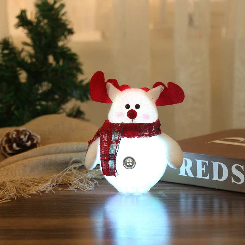 Luminous LED Christmas ornaments with Santa Claus, snowman, and reindeer designs