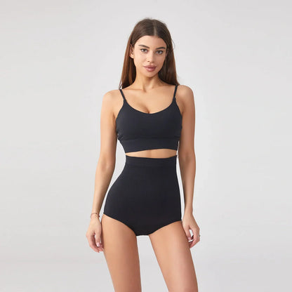 Seamless high waist plus size abdominal pants in black and skin color