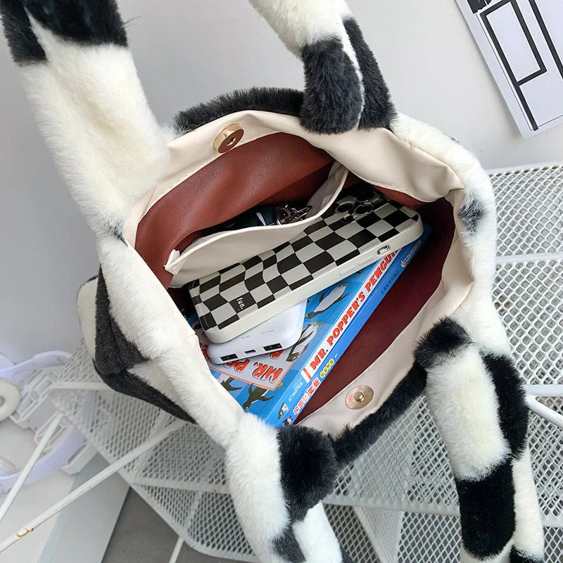Women's Fashion Love Heart Furry Fluffy Underarm Bag in various colours