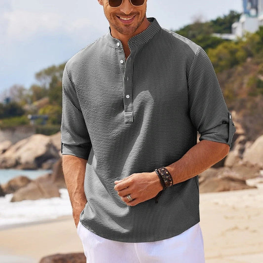 Premium casual cotton shirt in various colours with a stylish stand collar design