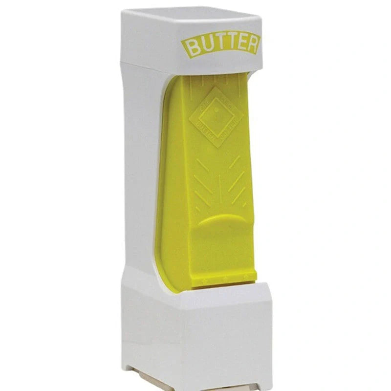 Yellow Stick Butter Cutter Cheese Slicer with one-button dispenser for kitchen use