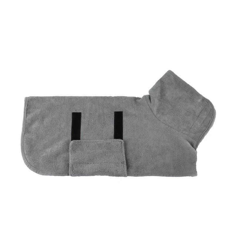 Premium microfiber pet drying bathrobe with adjustable strap and soft lining for superior comfort and absorbency