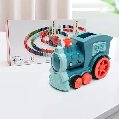 Automatic Domino Train Toy - Motorized Building Set for Kids with Vibrant Colors and Sturdy Construction