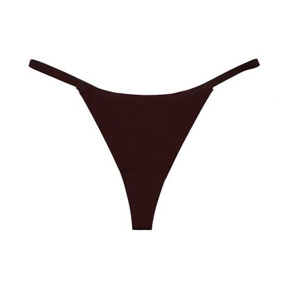 Low waist ice silk seamless T-back female underwear set in multiple colours