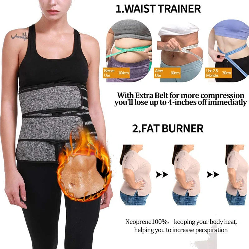 Women's adjustable waist trainer slimming bodysuit with 2-3 belts for workout shaping