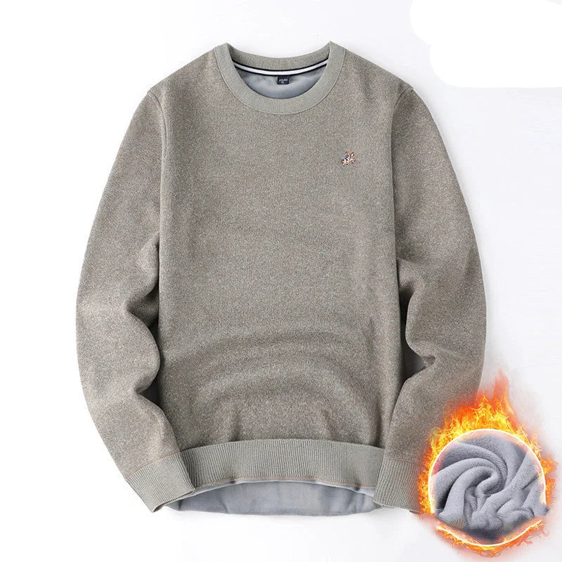 Men's navy blue velvet thickened winter sweater, regular fit, 100% polyester
