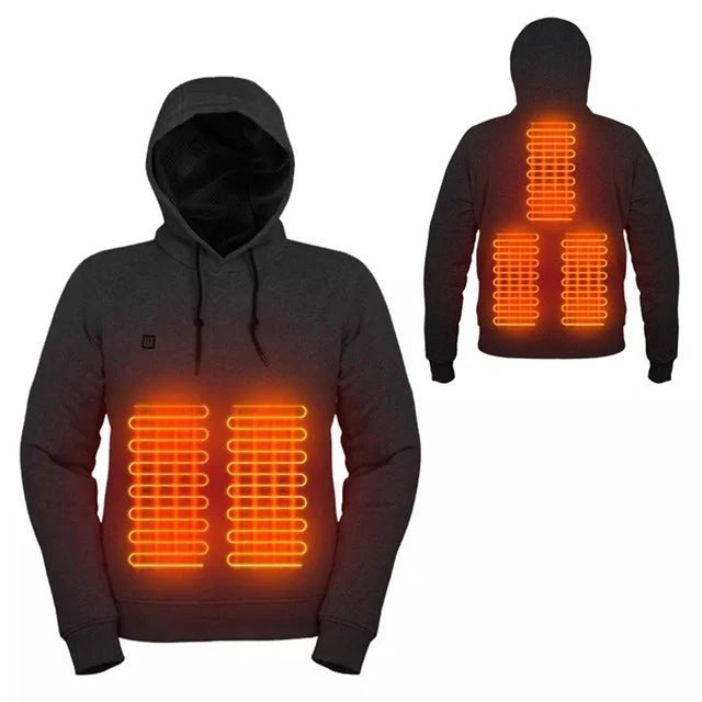 2024 Outdoor Electric USB Heating Jacket in black and grey with adjustable warmth settings