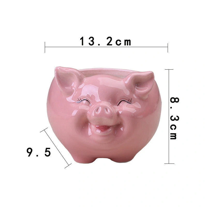 Hand-painted Nordic cartoon animal ceramic succulent pot in various colours and sizes