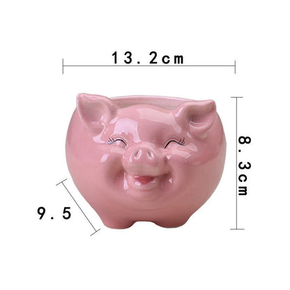Hand-painted Nordic cartoon animal ceramic succulent pot in various colours and sizes