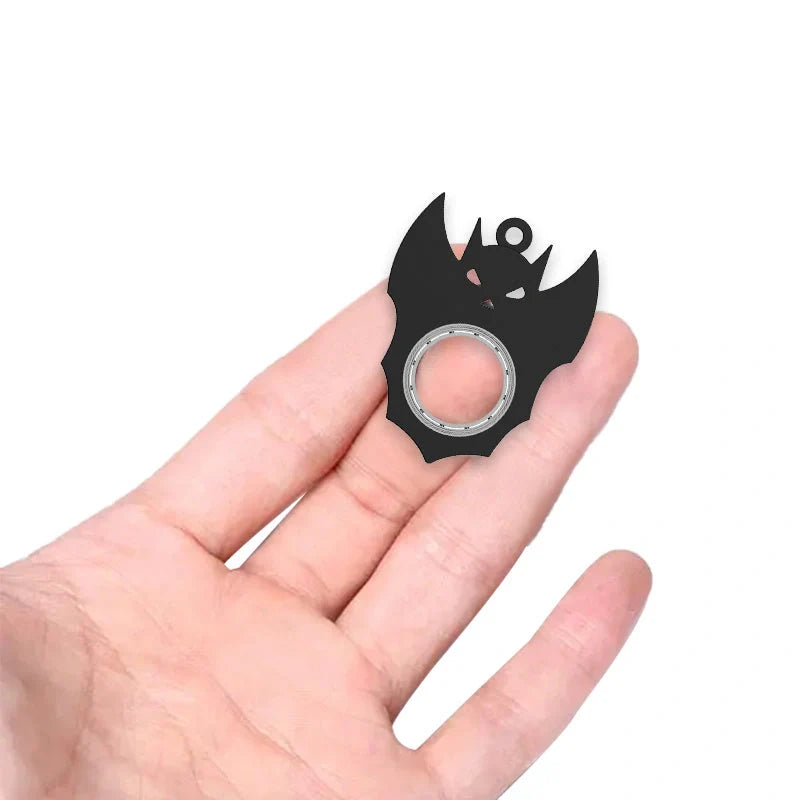 Halloween Bat Demon Ghost Keychain Fidget Spinner Toy - Black