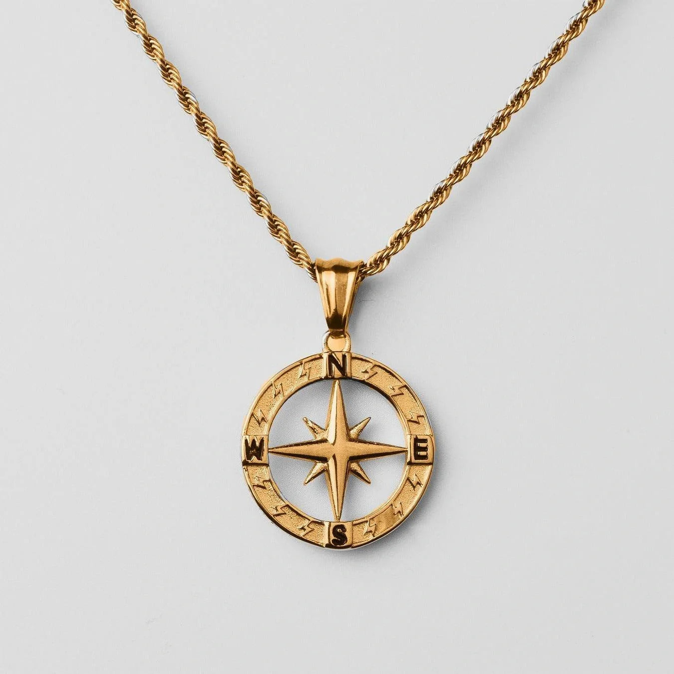 Elegant Stainless Steel Compass Necklace in gold and silver designs