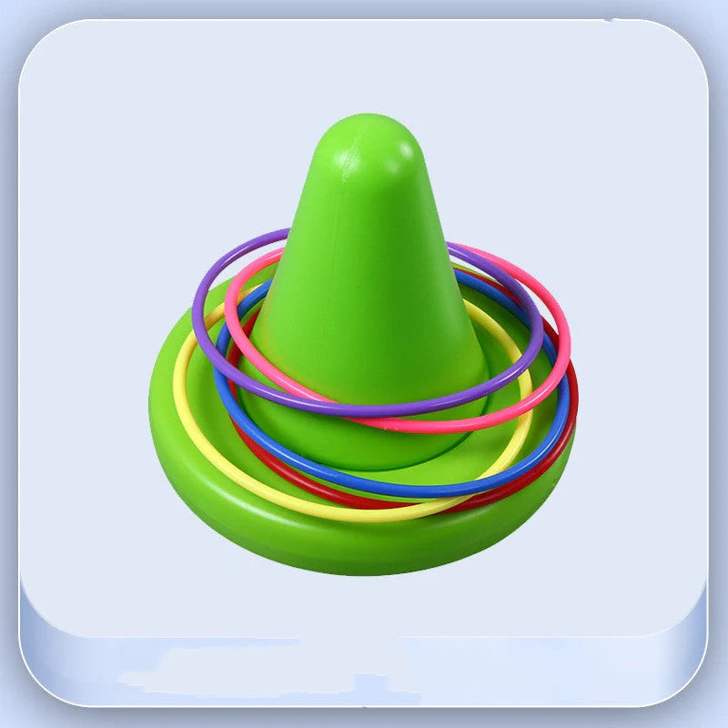 Children's balance training sensory toy with throwing rings in bright colours