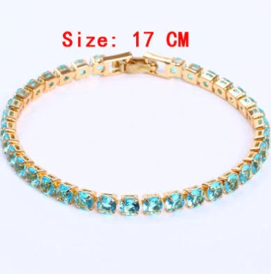 Luxury cubic zirconia tennis bracelet for women and men, available in multiple colours and sizes.