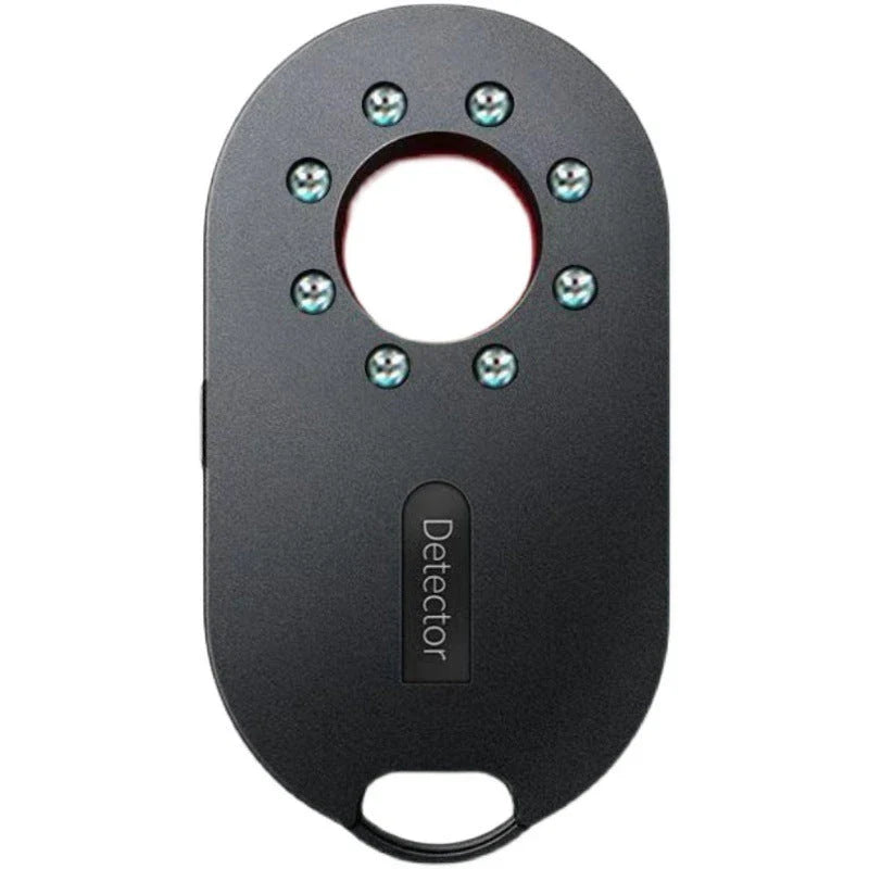 Compact, portable hidden camera detector device with infrared scanning technology to find hidden cameras in hotel rooms and other locations