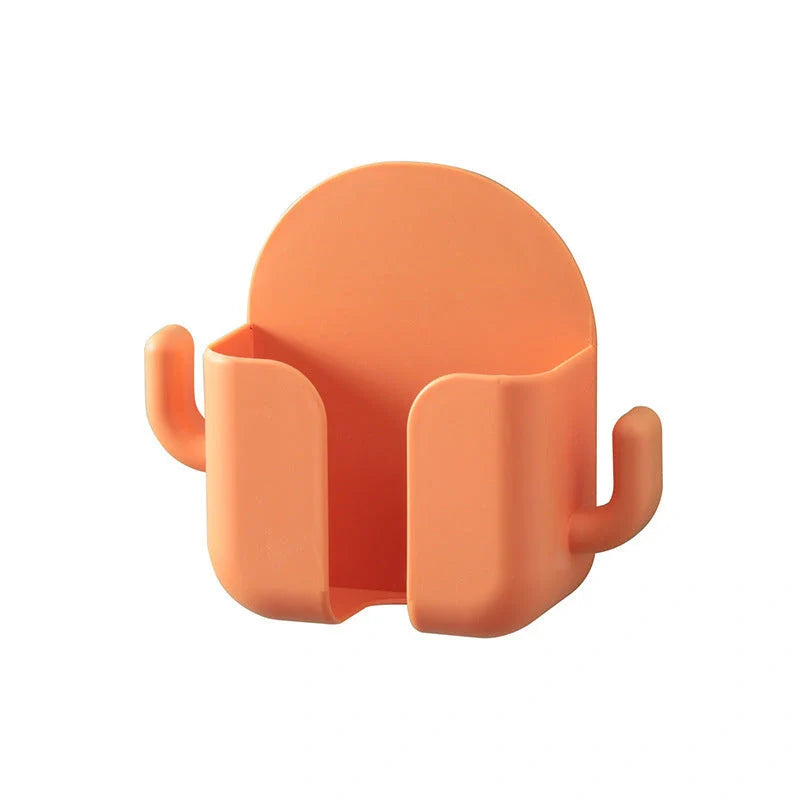 Wall-mounted storage box with mobile phone charging stand and remote control holder in various colours