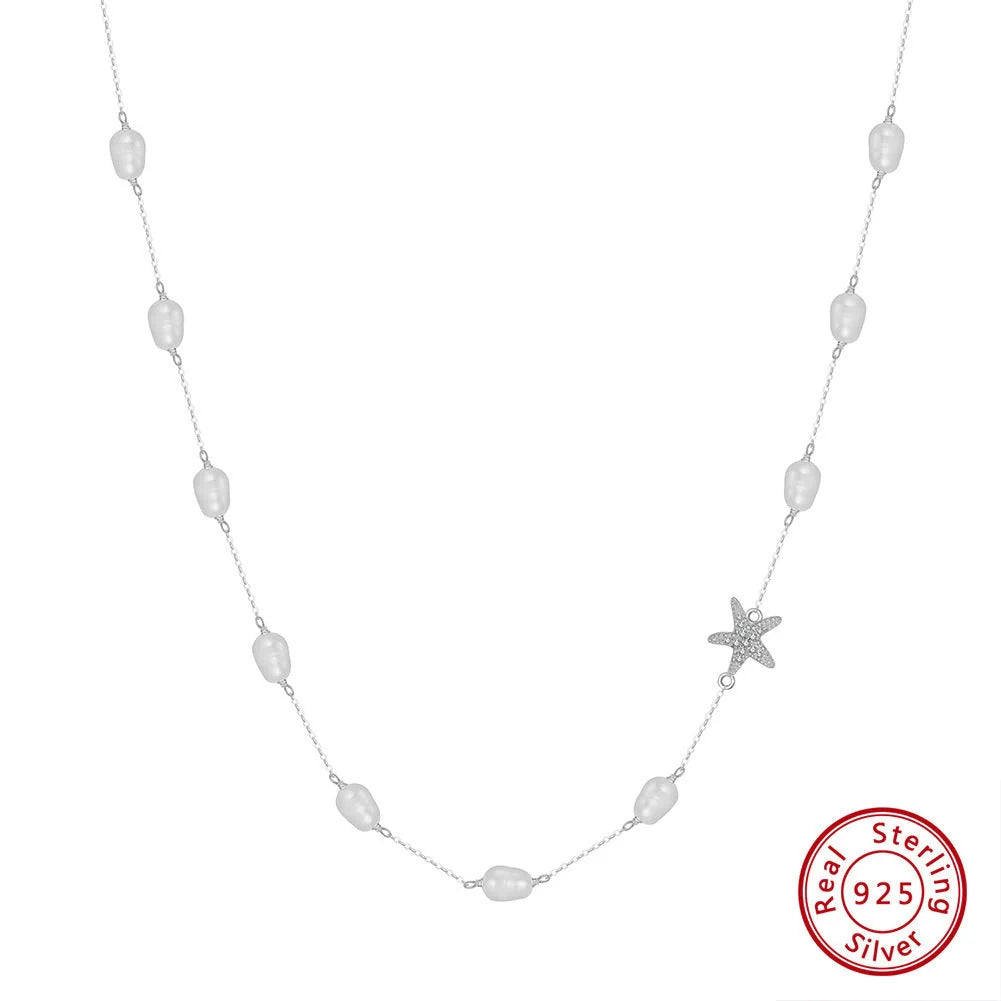 Sterling Silver Starfish Pearl Necklace for Women