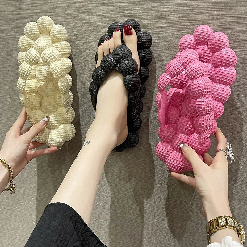 Women's PVC herringbone design bubble slippers in various colours