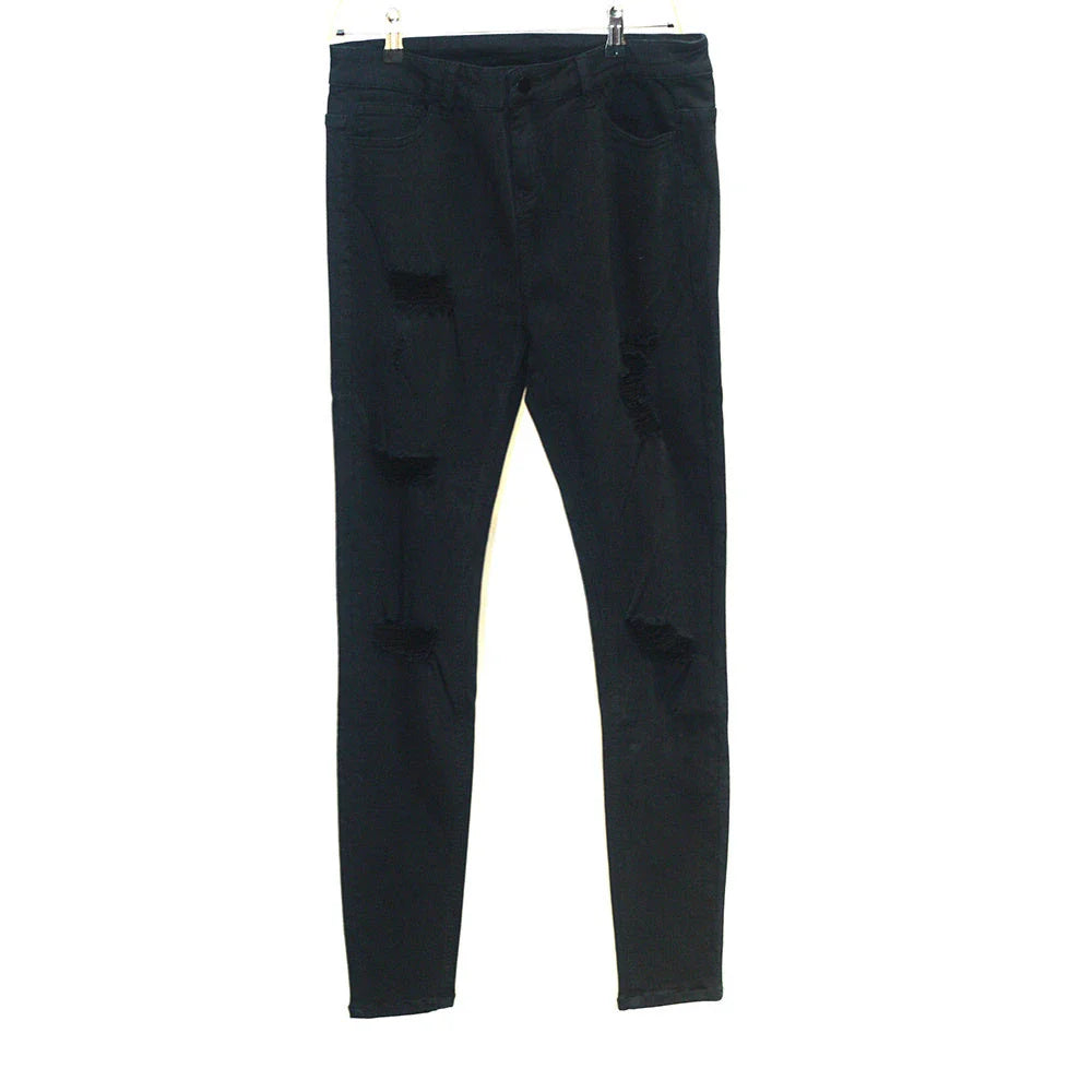 Premium cotton summer distressed skinny jeans for men with a slim, stretchy fit and an edgy, washed-out finish