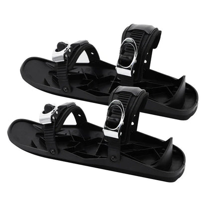 Black adjustable mini short ski skates for freestyle snowboarding