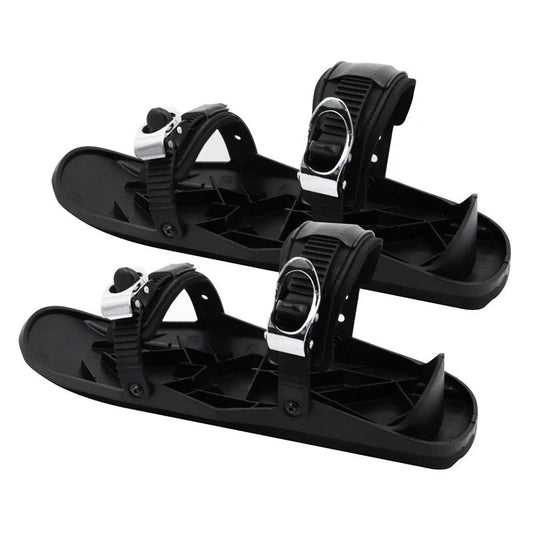 Black adjustable mini short ski skates for freestyle snowboarding