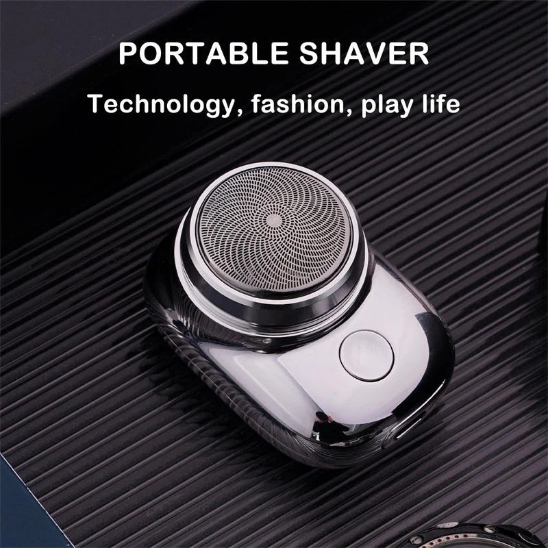 Mini Portable USB Rechargeable Electric Shaver for Men in black, blue, green, and silver