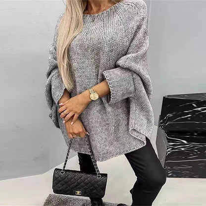 Stylish winter batwing sleeve pullover sweater for women in various colours