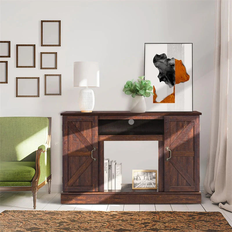 Vintage Wooden TV Cabinet in classic coffee finish for living room