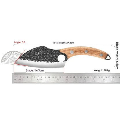 Forged High Carbon Steel Outdoor Bending Knife with PU leather cover and cowhide box