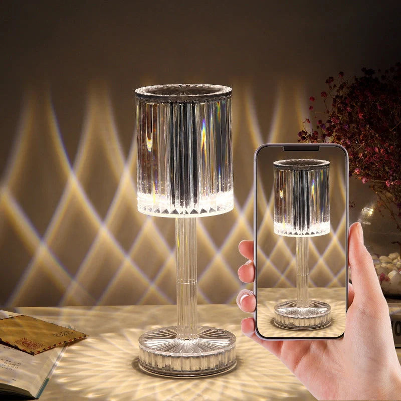 Elegant crystal table lamp with dimmable LED and touch control for home and hotel decor