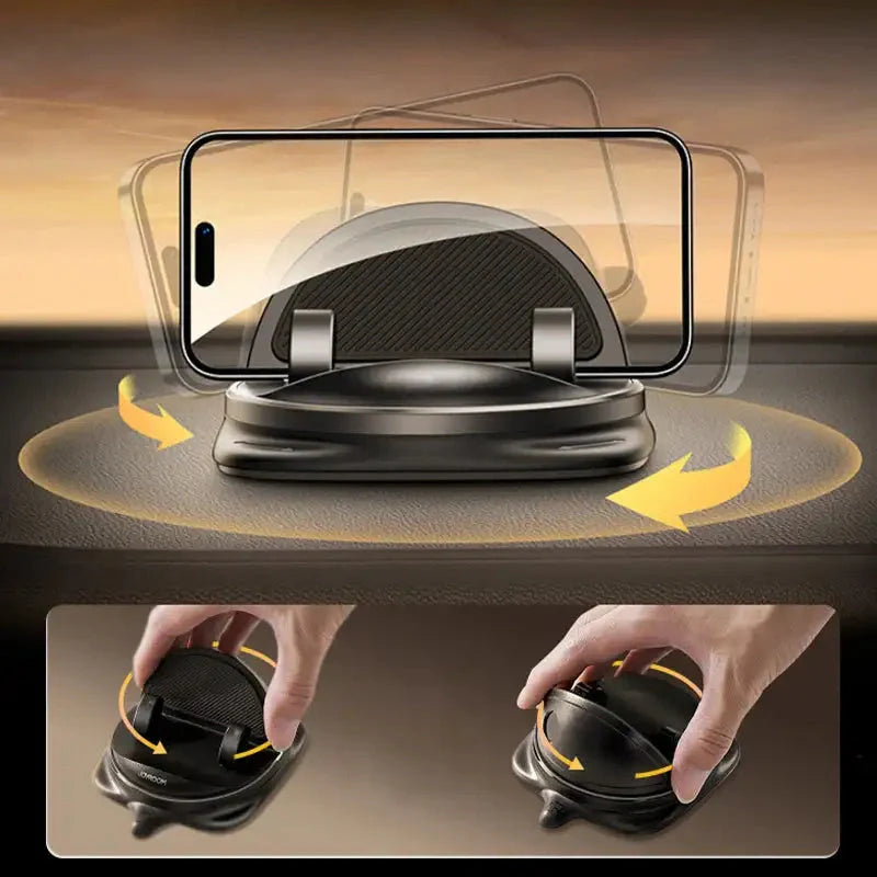 Secure Car Phone Mount with Reusable Silicone Pad for Dashboard, Adjustable 360-degree Rotation, Magnetic Charging Cable
