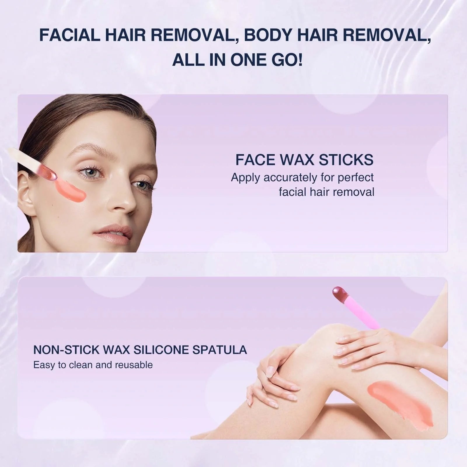 Premium hair removal kit with wax warmer, wax beads, and post-epilation products for smooth, hairless skin