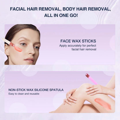 Premium hair removal kit with wax warmer, wax beads, and post-epilation products for smooth, hairless skin