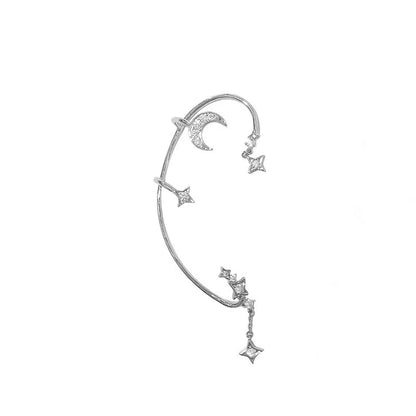 Women's butterfly design ear cuff and screw back earrings set in silver and purple