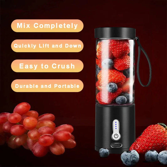 Hand Operated Portable Blender in black, white, blue, and rose red with 530ml capacity and 22001 rpm speed