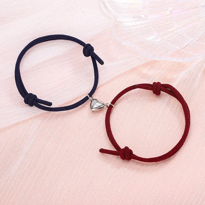 Stylish magnetic couple bracelets with heart design in various colors