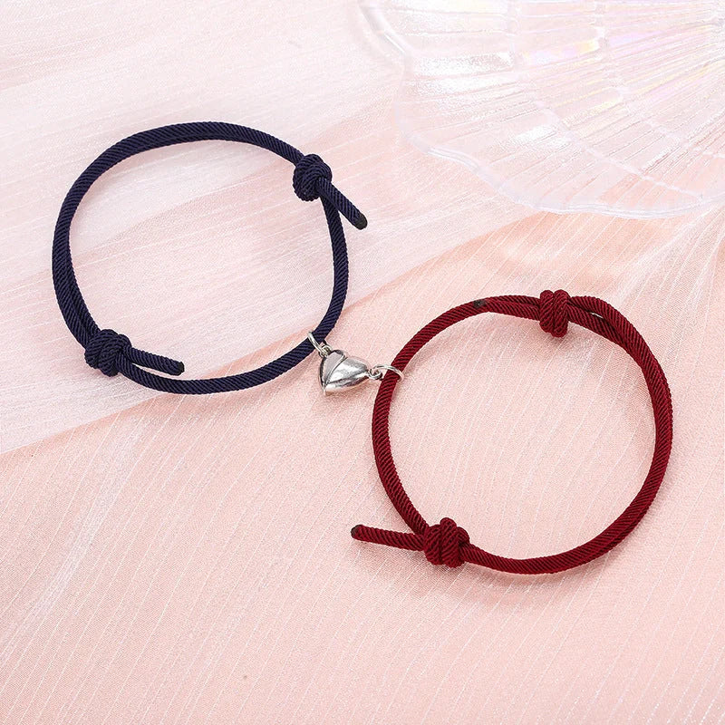 Stylish magnetic couple bracelets with heart design in various colors