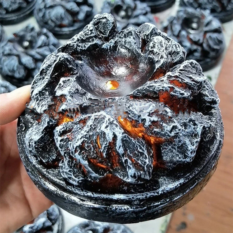 A crystal-clear resin dragon egg decor with a realistic 'lava dragon' design, perfect for fantasy and fossil enthusiasts.