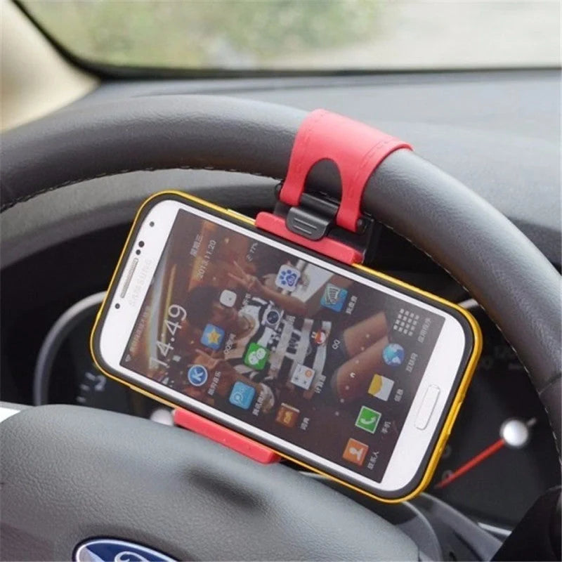 Universal steering wheel phone mount for hands-free smartphone use