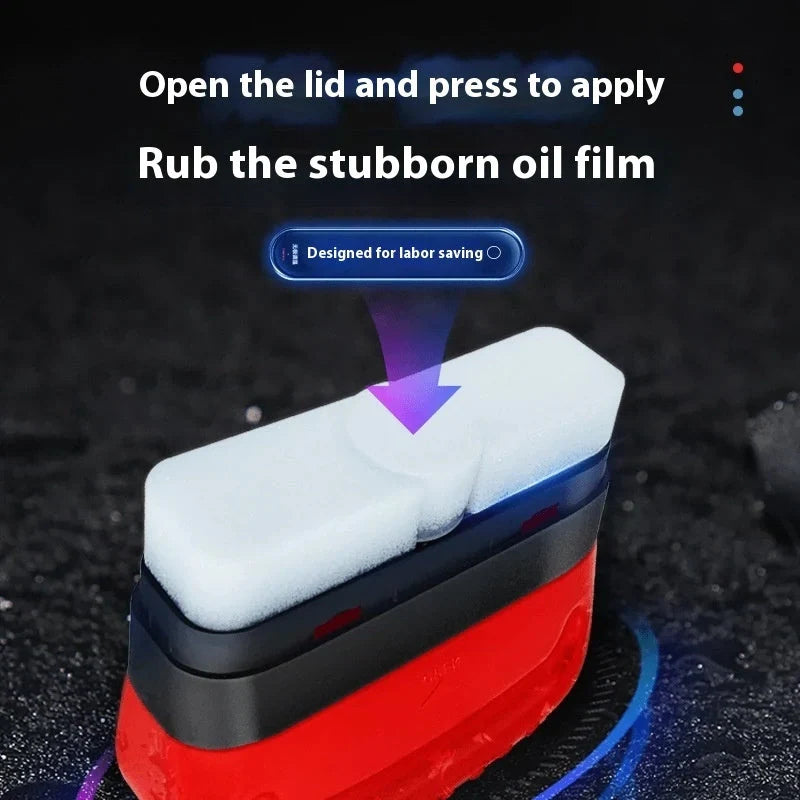 Automotive oil film cleaning brush with hydrophobic effect for windshields and glass surfaces