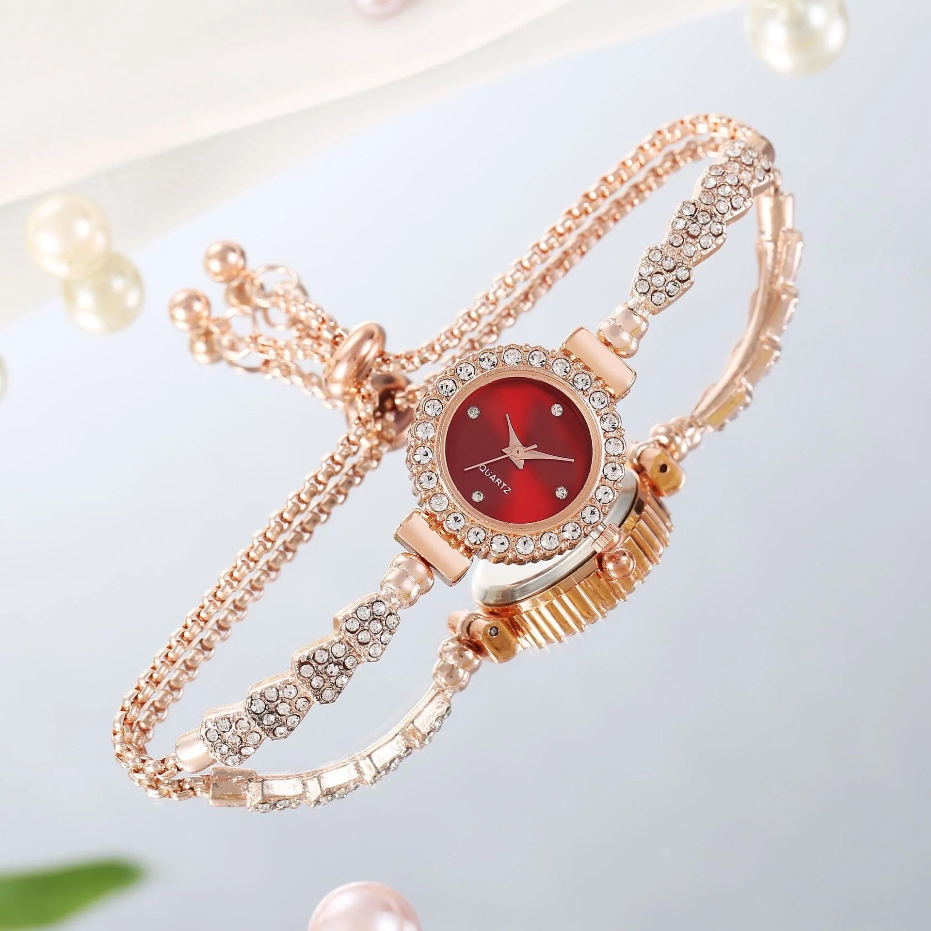 Gold Fine Strap Ladies Watch with jewellery buckle in six colours