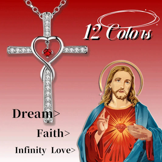 Elegant gold-plated Christian cross necklace with sparkling zircon and diamond gemstones