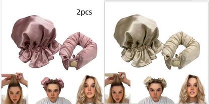 Heatless curl stick with cloth cover for safe overnight hair styling