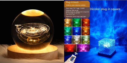 Illuminating Ambiance Lamp with rotating water ripple projection, 16 color options, and remote control for customizable home decor
